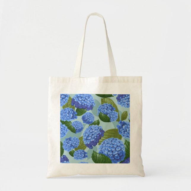 blue floral pattern tote bag (Front)