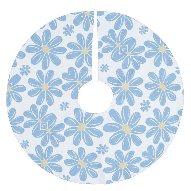 Blue Floral Pattern Tree Skirt (Front)