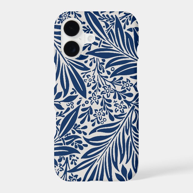 blue floral pattern with diverse leaves & blossoms iPhone case (Back)
