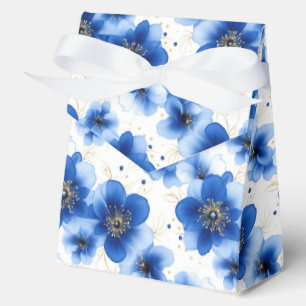 Blue Floral Pattern with Gold Accents Favor Box