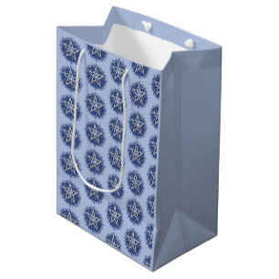 Blue Floral Pentagram Witch Blue Halloween Medium Gift Bag