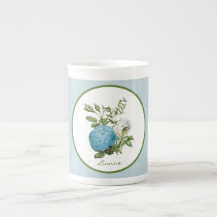Blue Floral Personalized Bone China Mug