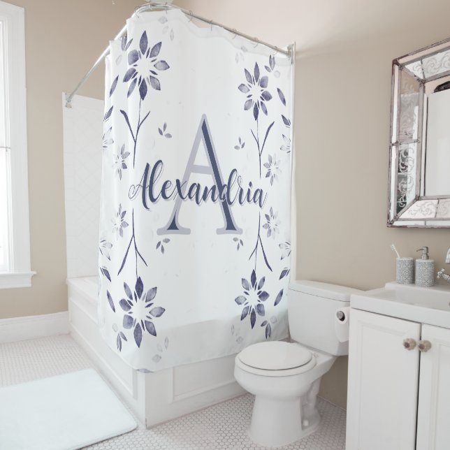 Blue Floral Personalized Monogram Name (In Situ)