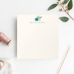 Blue Floral Personalized Notepad<br><div class="desc">Memo pad features a blue pansy flower and green botanical leaves in watercolor, on a soft ecru background. Coordinating business cards, notes and more available in our shop!</div>