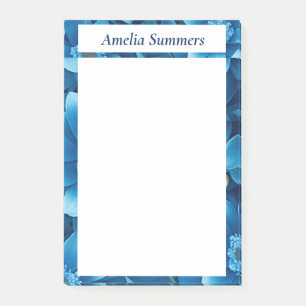 Blue Floral Personalized Post-it Notes