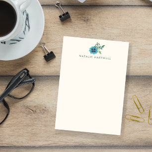 Blue Floral Personalized Sticky Notes