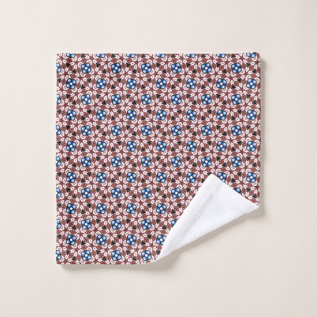 Blue Floral  Pink and Brown (Gant de toilette)