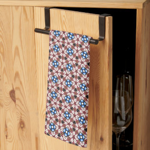 Blue Floral Pink and Brown Kitchen Towel