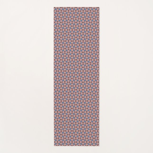 Blue Floral  Pink and Brown Yoga Mat (Front)
