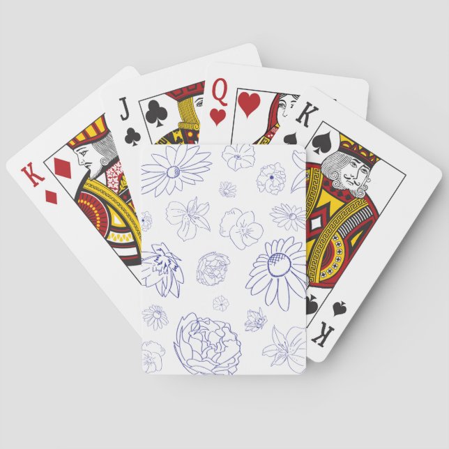 Blue Floral Playing Cards (Back)