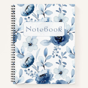 Blue Floral Pretty Flowers  Notebook