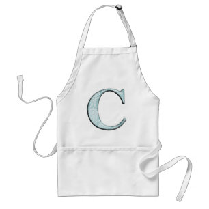 Blue Floral Print C monogram initials Gifts Standard Apron