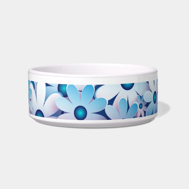 Blue Floral Print Pet Bowl (Front)