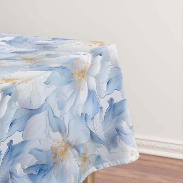 Blue Floral Print Tablecloth (In Situ)