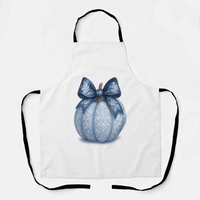 Blue Floral Pumpkin Apron (Front)