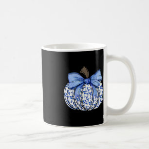 Blue Floral Pumpkin Fall Coquette Thanksgiving Hal Coffee Mug