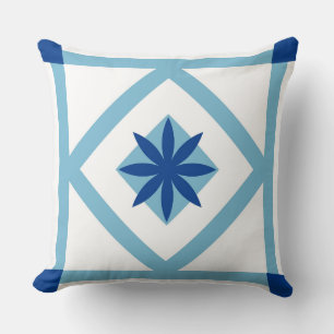 Blue Floral Quilt-Inspired Throw Pillow