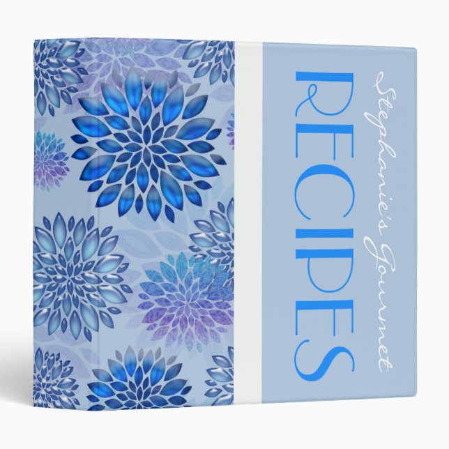 Blue Floral Recipe Binder (Front/Spine)