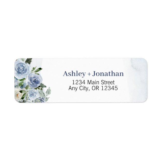 Blue Floral Return Address Labels | Personalized (Front)