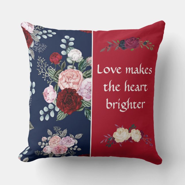Blue Floral Reversible Decorative Pillow (Front)