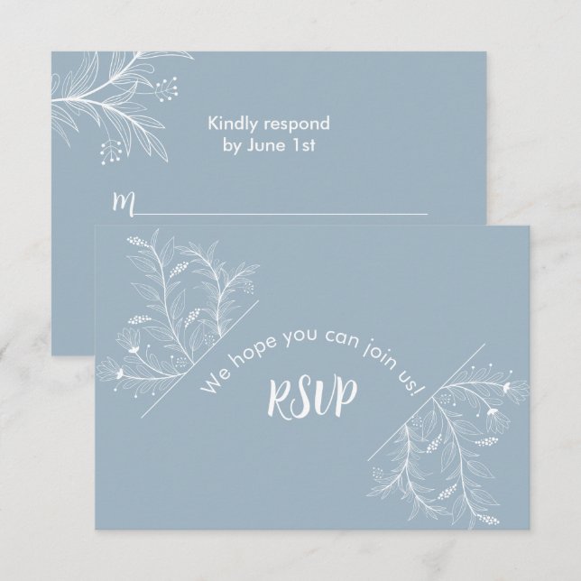 Blue Floral RSVP Baby Shower  Card (Front/Back)