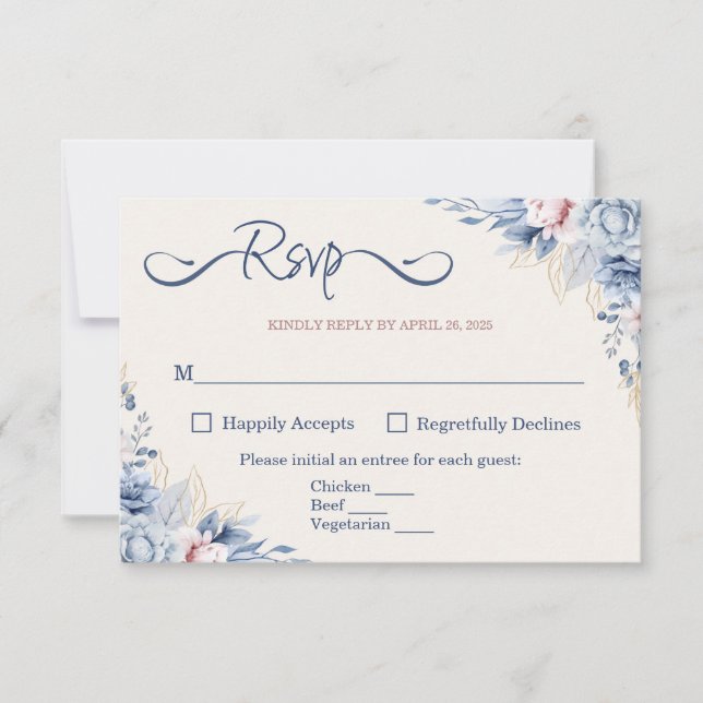 Blue Floral RSVP Card (Front)