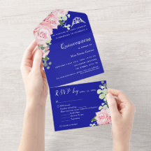 Blue Floral RSVP Trifold Event Invitation