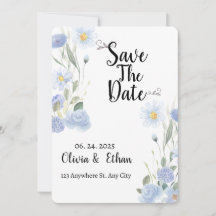 Blue Floral Save the Date