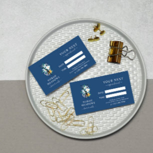 Blue Floral Scissors Hair Stylist Appointment Card