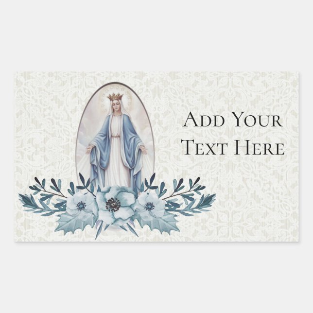 Blue Floral |Scripture | Virgin Mary | Lace Sticker (Front)