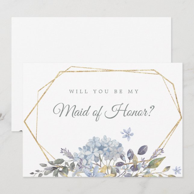 Blue Floral Serez-vous ma carte de femme d'honneur (Devant / Derrière)