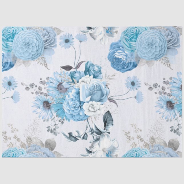 Blue Floral Series Design 1 Tissue Paper (Front)
