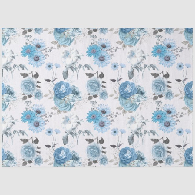 Blue Floral Series Design 5 Tissue Paper (Front)