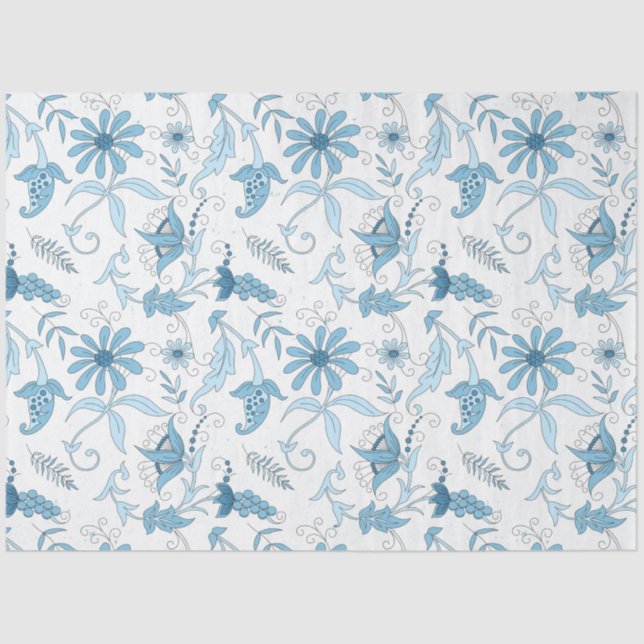 Blue Floral Series Design 8 Tissue Paper (Front)