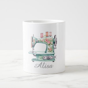Blue Floral Sewing Machine Coffee Mug