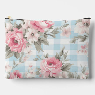 Blue floral shabby chic pattern accessory pouch