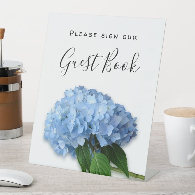 Blue Floral Sign Our Guest Book Tabletop Sign (In SItu)