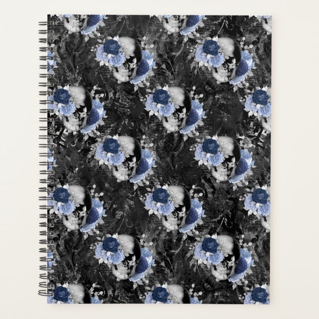Blue Floral Skull Series Design 1 (Devant)