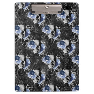 Blue Floral Skull Series Design 1  Clipboard