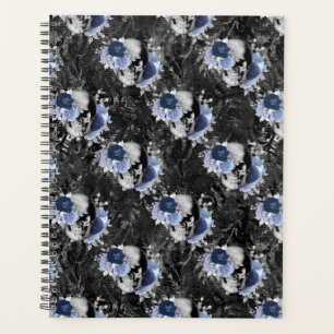 Blue Floral Skull Series Design 1 Planner