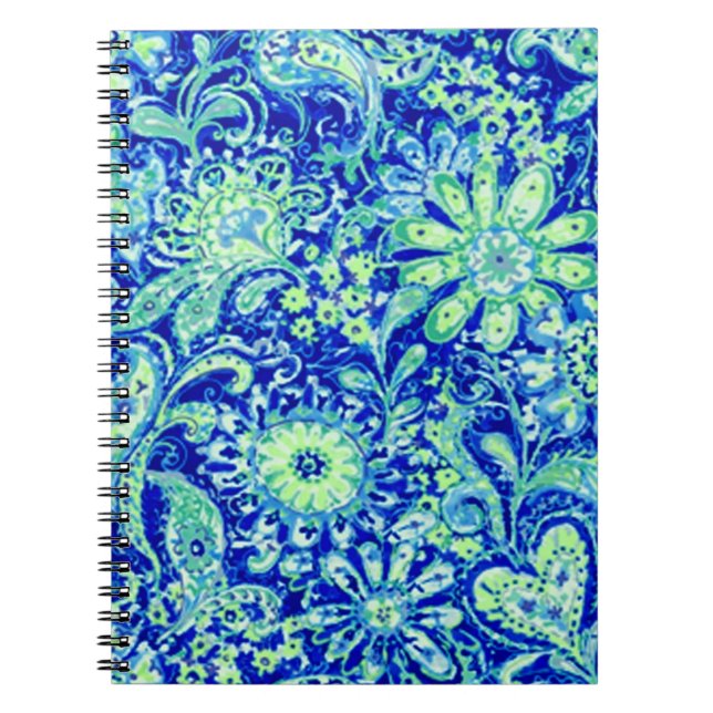 Blue Floral Spiral Notebook (Front)