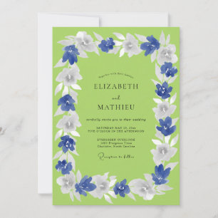 Blue Floral Spring Romance Wedding Invitation