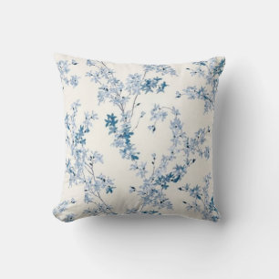 Blue Floral Spring  Throw Pillow