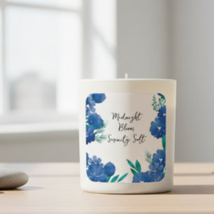 Blue Floral Square Sticker