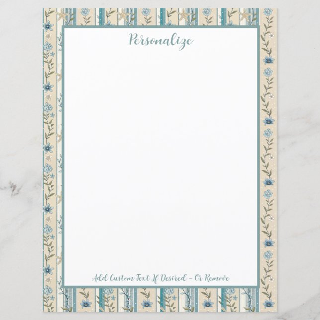 Blue Floral Stripe Border Design Personalized (Front)