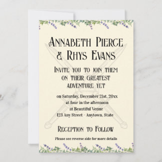 Blue Floral Sword and D20 RPG Inspired Invitation