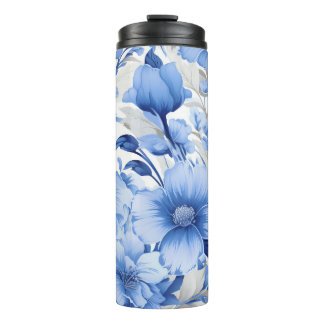 Blue Floral Symphony Thermal Tumbler