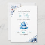 Blue Floral Tea Party Birthday Invitation<br><div class="desc">Celebrate your birthday with this beautiful Floral Tea Party Invitation.</div>