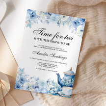 Blue Floral Tea With Bride To Be Bridal Shower