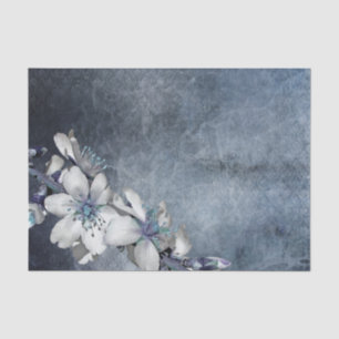Blue Floral Texture Decoupage Tissue Paper